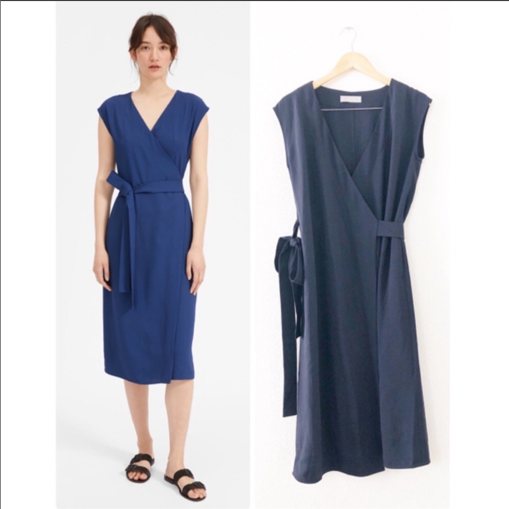 Everlane Navy Blue GoWeave Wrap Midi Dress